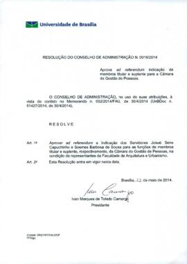 Resolução do Conselho de Administração nº 0016/2014