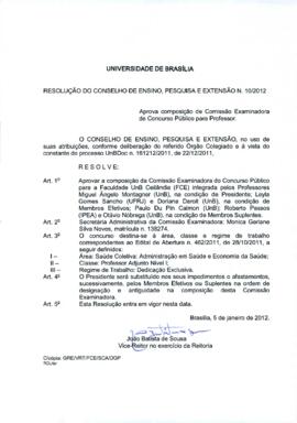 Resolução do Conselho de Ensino, Pesquisa e Extensão nº 0010/2012