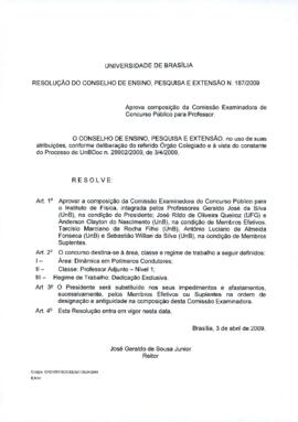Resolução do Conselho de Ensino, Pesquisa e Extensão nº 0187/2009