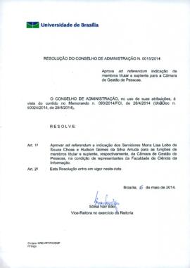 Resolução do Conselho de Administração nº 0015/2014