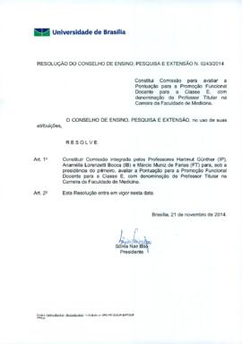 Resolução do Conselho de Ensino, Pesquisa e Extensão nº 0243/2014