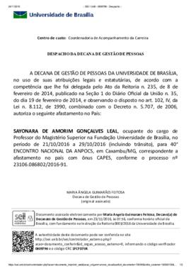 Despacho da Decana de Gestão de Pessoal (2016-11-23)