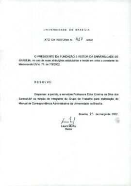 Ato da Reitoria nº 0427/2002