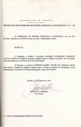 Resolução do Conselho de Ensino, Pesquisa e Extensão nº 0141/1996