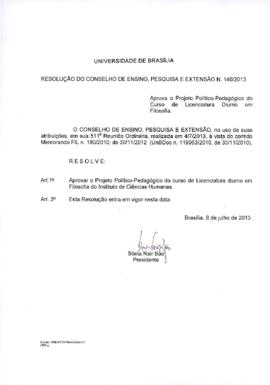Resolução do Conselho de Ensino, Pesquisa e Extensão nº 0140/2013