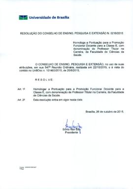 Resolução do Conselho de Ensino, Pesquisa e Extensão nº 0218/2015