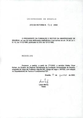 Ato da Reitoria nº 0918/2002