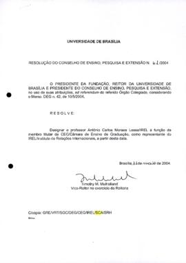 Resolução do Conselho de Ensino, Pesquisa e Extensão nº 0061/2004