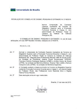 Resolução do Conselho de Ensino, Pesquisa e Extensão nº 0118/2015