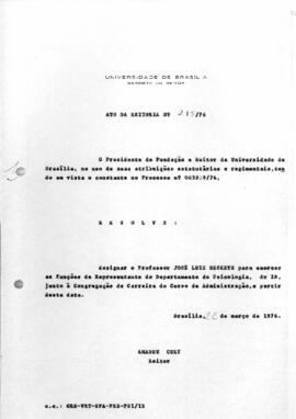 Ato da Reitoria nº 0215/1976