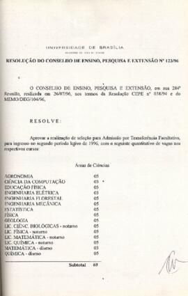 Resolução do Conselho de Ensino, Pesquisa e Extensão nº 0123/1996