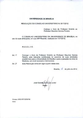Resolução do Conselho Universitário nº 0017/2012