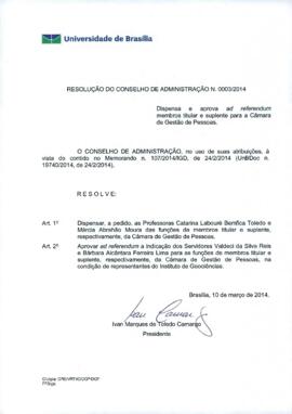 Resolução do Conselho de Administração nº 0003/2014