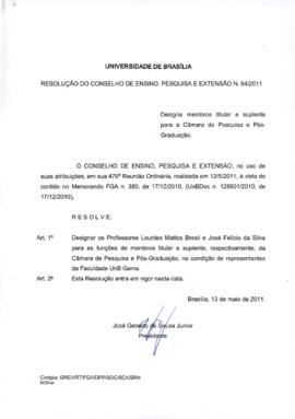 Resolução do Conselho de Ensino, Pesquisa e Extensão nº 0064/2011