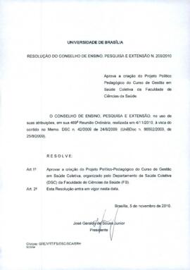 Resolução do Conselho de Ensino, Pesquisa e Extensão Nº 0200/2010