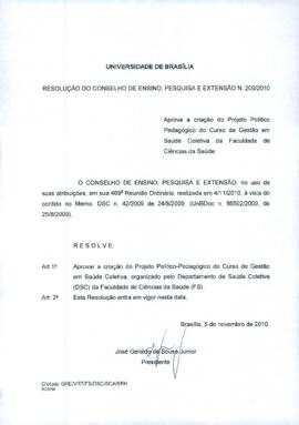 Resolução do Conselho de Ensino, Pesquisa e Extensão nº 0200/2010