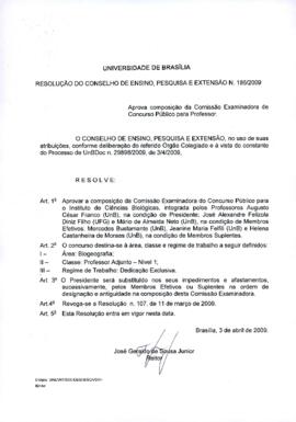 Resolução do Conselho de Ensino, Pesquisa e Extensão nº 0186/2009