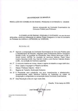 Resolução do Conselho de Ensino, Pesquisa e Extensão nº 0129/2009