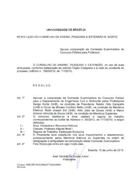 Resolução do Conselho de Ensino, Pesquisa e Extensão nº 0092/2010