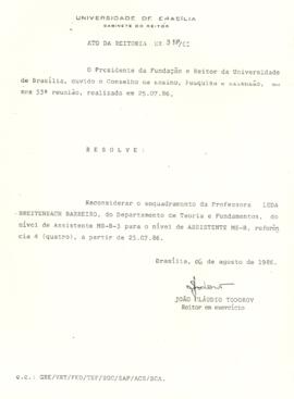 Ato da Reitoria nº 0318/1986