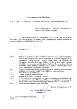 Resolução do Conselho de Ensino, Pesquisa e Extensão nº 0095/2010