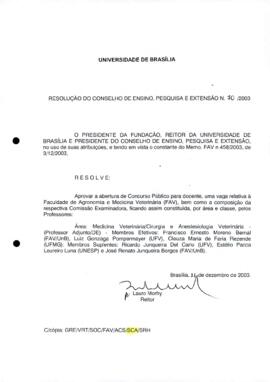 Resolução do Conselho de Ensino, Pesquisa e Extensão nº 0070/2003