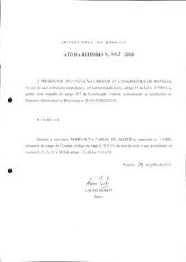 Ato da Reitoria nº 0562/2000