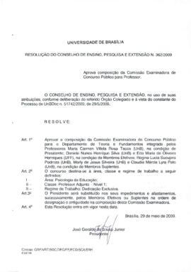 Resolução do Conselho de Ensino, Pesquisa e Extensão nº 0362/2009