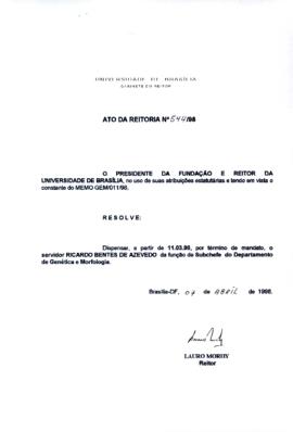 Ato da Reitoria nº 0544/1998