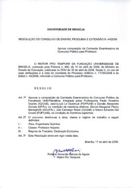 Resolução do Conselho de Ensino, Pesquisa e Extensão nº 0044/2008