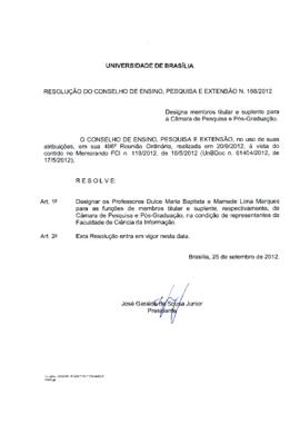 Resolução do Conselho de Ensino, Pesquisa e Extensão nº 0188/2012
