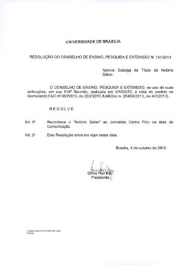 Resolução do Conselho de Ensino, Pesquisa e Extensão nº 0181/2013