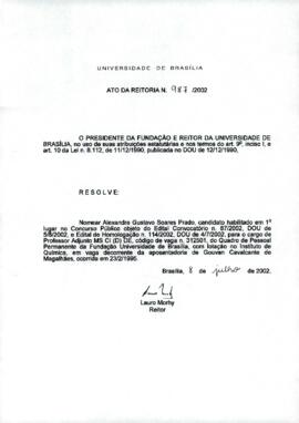 Ato da Reitoria nº 0987/2002