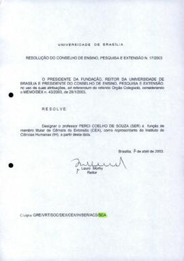 Resolução do Conselho de Ensino, Pesquisa e Extensão nº 0017/2003