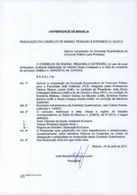 Resolução do Conselho de Ensino, Pesquisa e Extensão nº 0092/2012