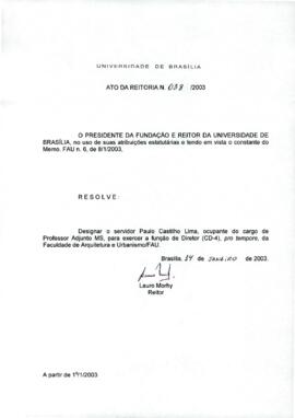 Ato da Reitoria nº 0038/2003