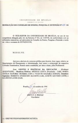 Resolução do Conselho de Ensino, Pesquisa e Extensão nº 0181/1996