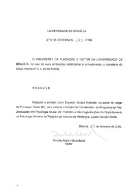Ato da Reitoria nº 0185/2006