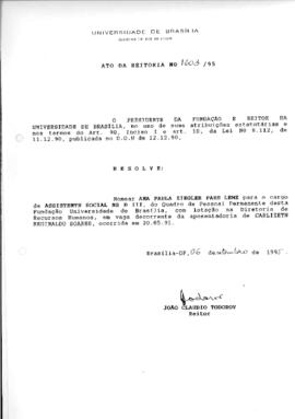Ato da Reitoria nº 1603/1995