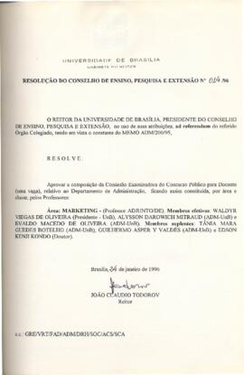 Resolução do Conselho de Ensino, Pesquisa e Extensão nº 0014/1996