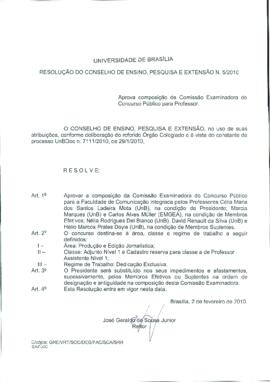 Resolução do Conselho de Ensino, Pesquisa e Extensão nº 0005/2010