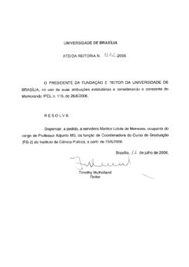 Ato da Reitoria nº 1182/2006