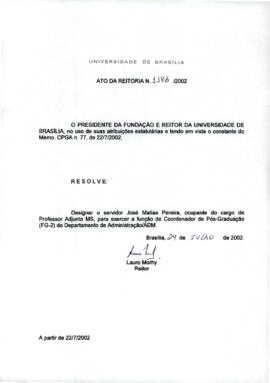 Ato da Reitoria nº 1186/2002