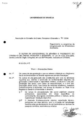 Resolução do Conselho de Ensino, Pesquisa e Extensão nº 0091/2004