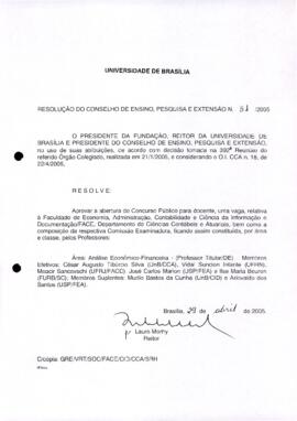 Resolução do Conselho de Ensino, Pesquisa e Extensão nº 0031/2005