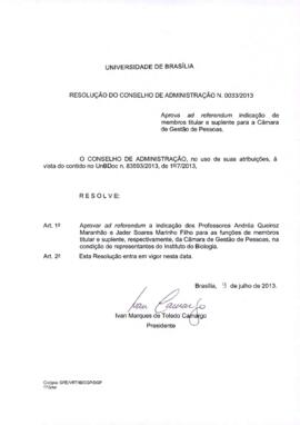 Resolução do Conselho de Administração nº 0033/2013