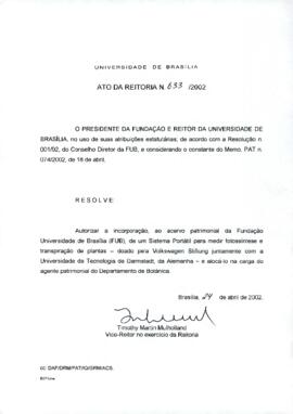 Ato da Reitoria nº 0633/2002