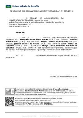 Resolução do Decanato de Administração Nº 0065/2016