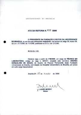 Ato da Reitoria nº 0488/2000