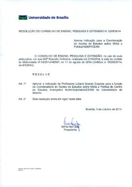 Resolução do Conselho de Ensino, Pesquisa e Extensão nº 0208/2014